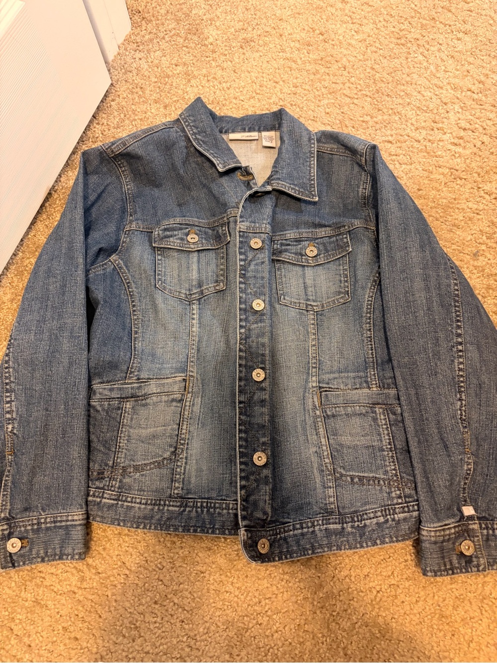 Chico's Women's Blue Denim Jacket - Button Front Jean Jacket